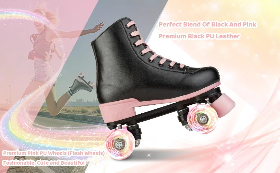 Size 35 - 40 Flashing Roller Skates For Women Double Row Quad Skate Shoes 4 Wheels Sneakers Adult Outdoor Skating Training 2025 - silverfoxgoods